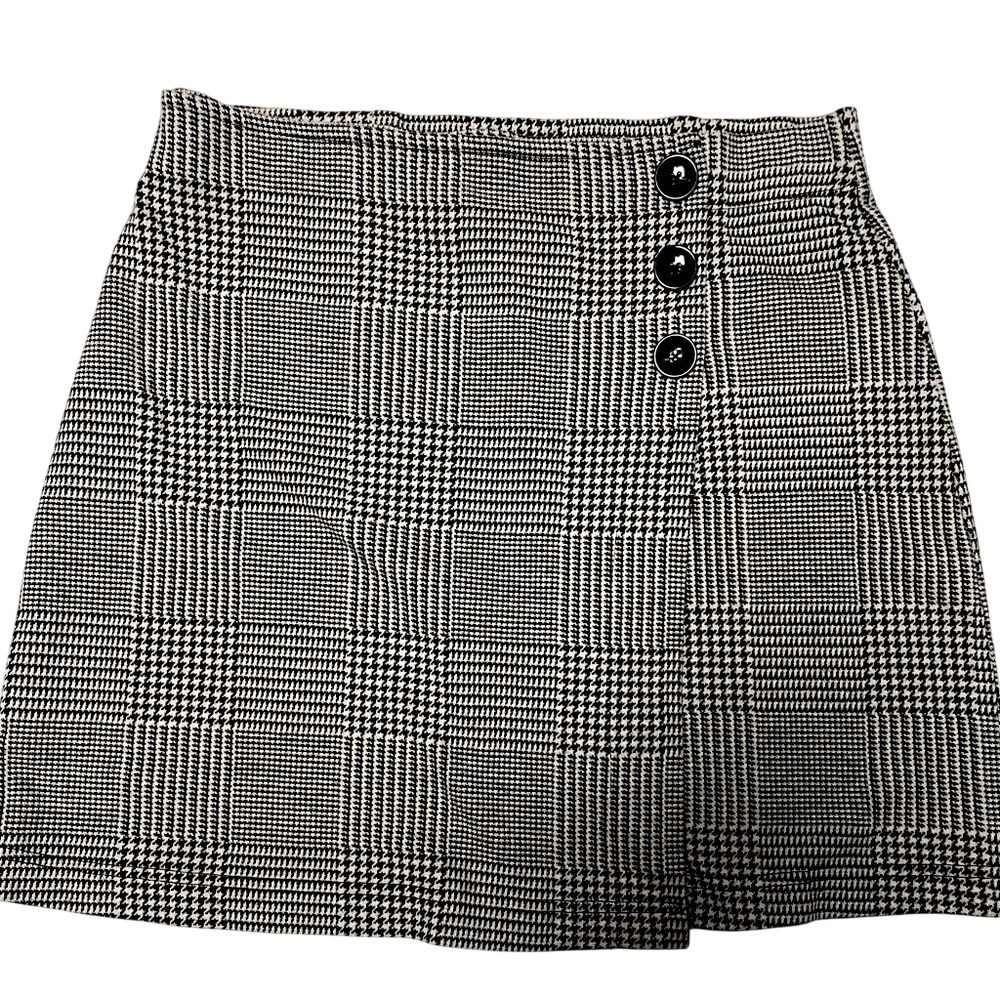 Forever 21 Houndstooth Black Mini Skirt Women's OX